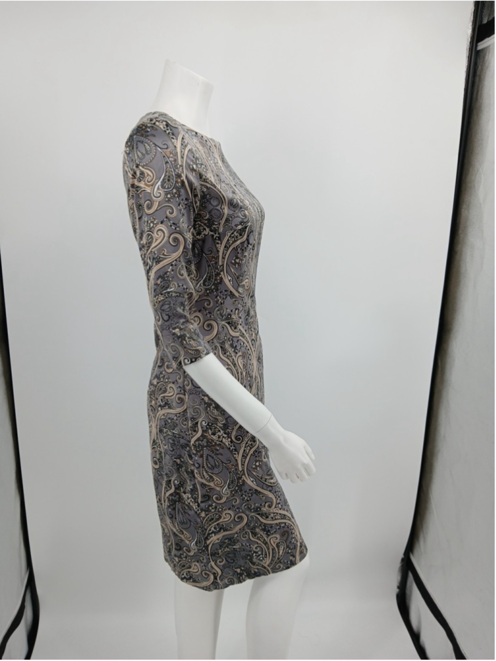 White Label Womens Dress Size 42 Gray Paisley Polyester - Picture 5 of 11